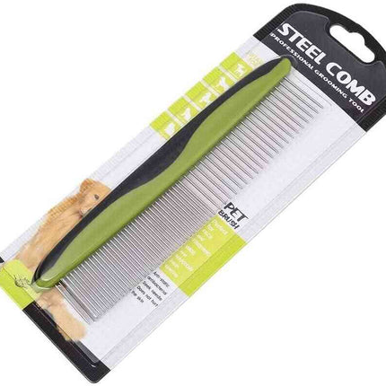 Rubber Handle Steel Pet Comb (91507)