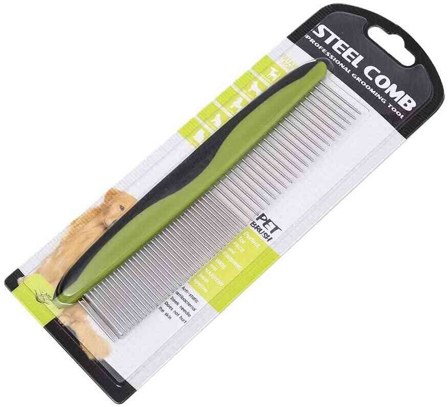 Rubber Handle Steel Pet Comb (91507)