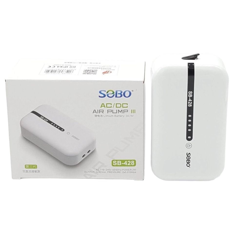 SOBO SB-428 AC/DC USB Chargeable Double Outlet Backup Air Pump