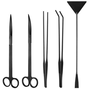 5 in 1 Stainless Steel Aquarium Aquascaping Tool Set - Black