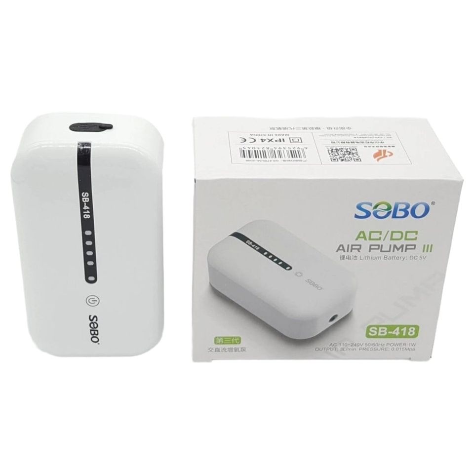 SOBO SB-418 AC/DC USB Chargeable Single Outlet Backup Air Pump