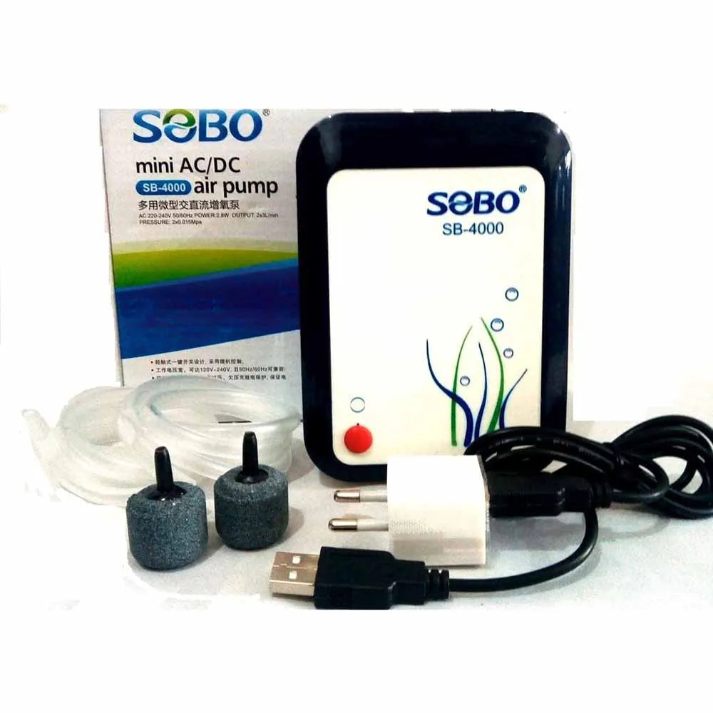 SOBO Mini AC/DC Air Pump (2.8W - 2x3 L/min - 2x 0.015Mpa)