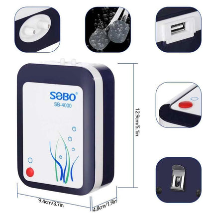 SOBO Mini AC/DC Air Pump (2.8W - 2x3 L/min - 2x 0.015Mpa)